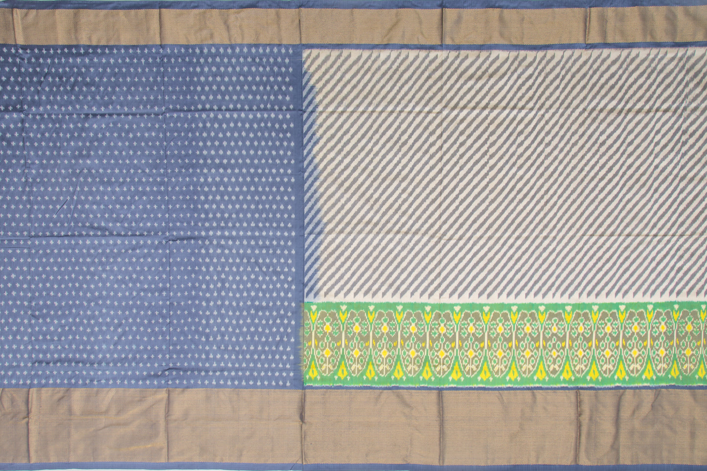 Pochampally Silk Ikat White And Grey Saree