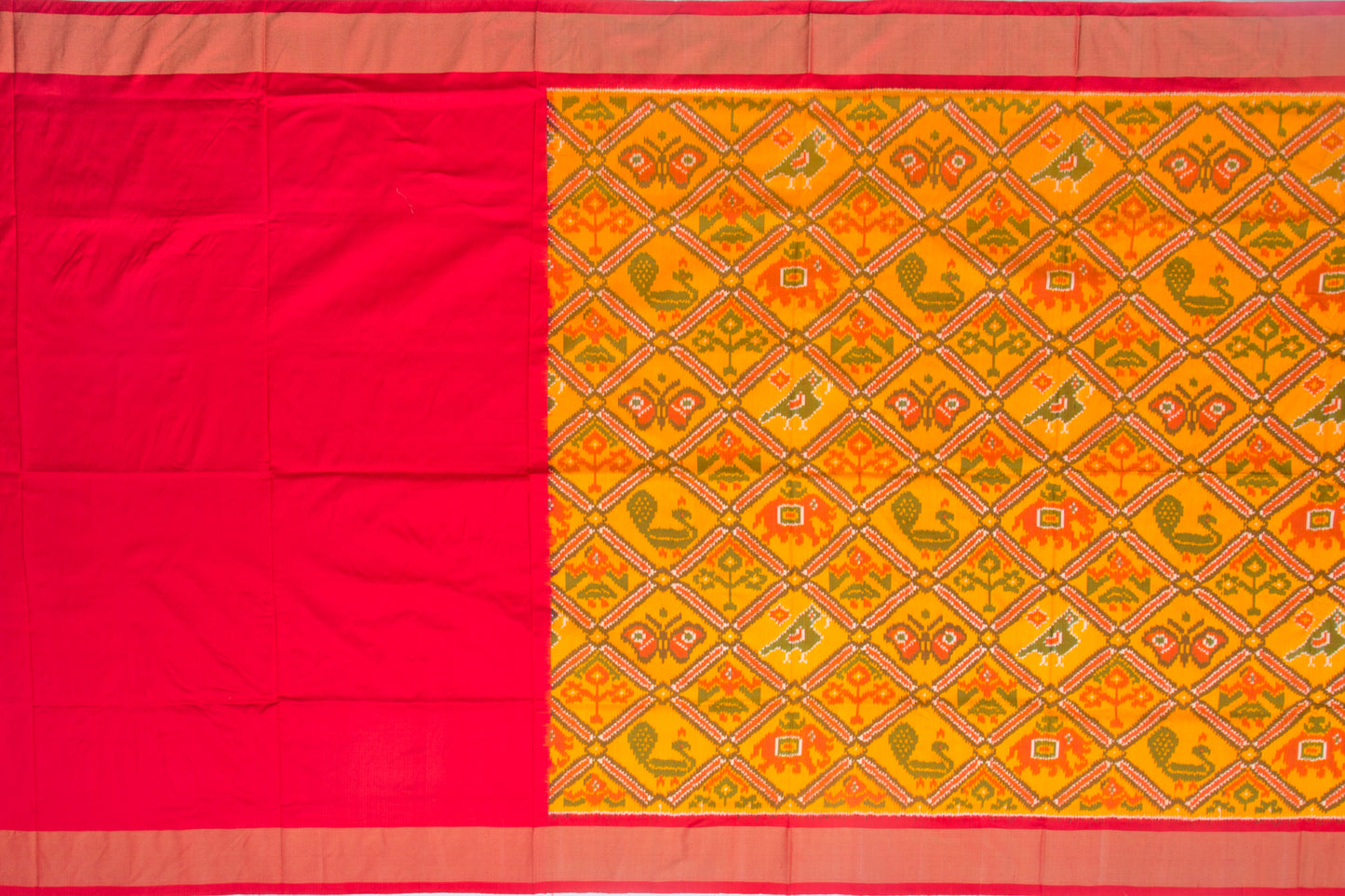 Pochampally Silk Ikat Yellow Saree