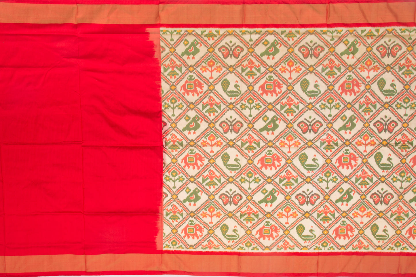 Pochampally Silk Ikat Cream Saree