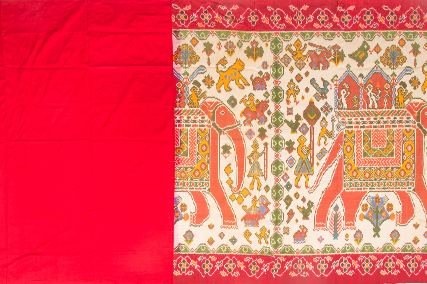 Pochampally Silk Ikat Cream Saree