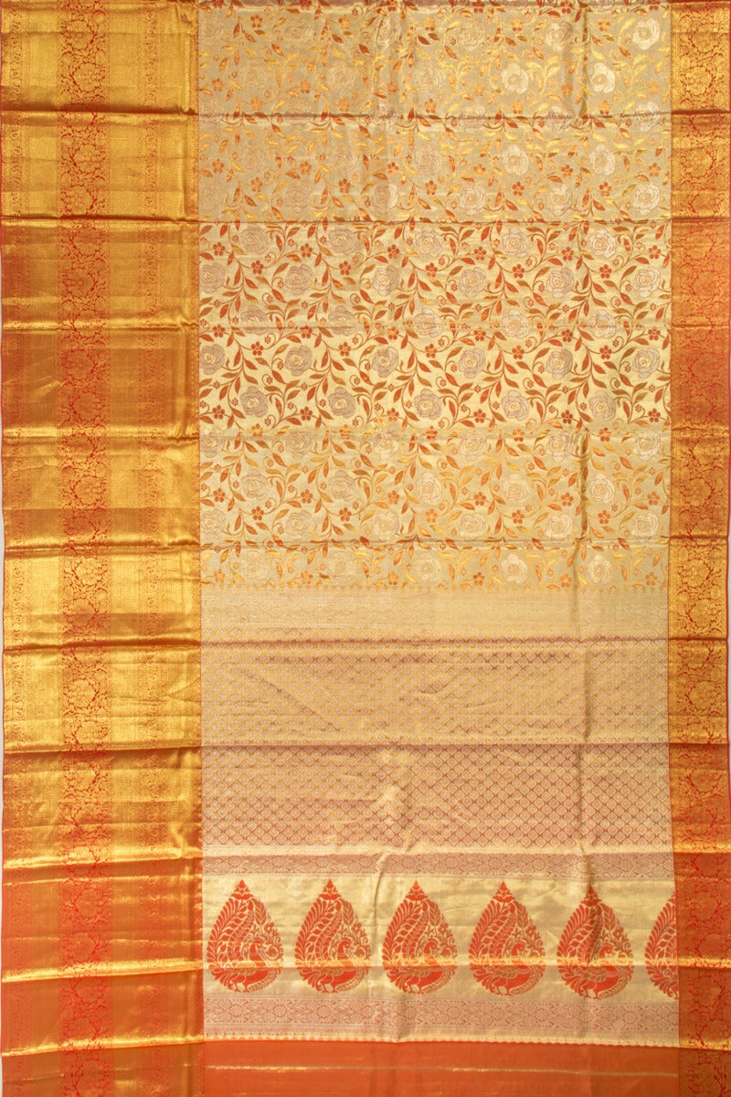 Taranga Kanchi Silk Tissue Jaal Gold Saree