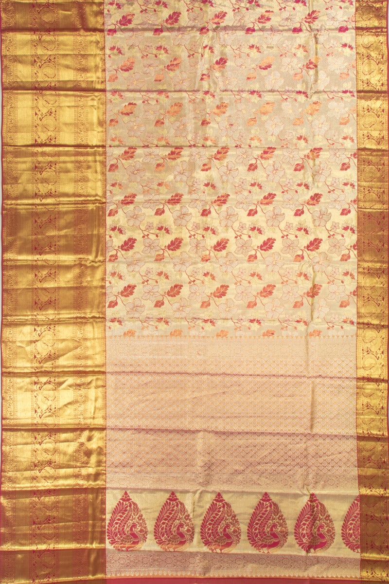 Taranga Kanchi Silk Tissue Jaal Gold Saree
