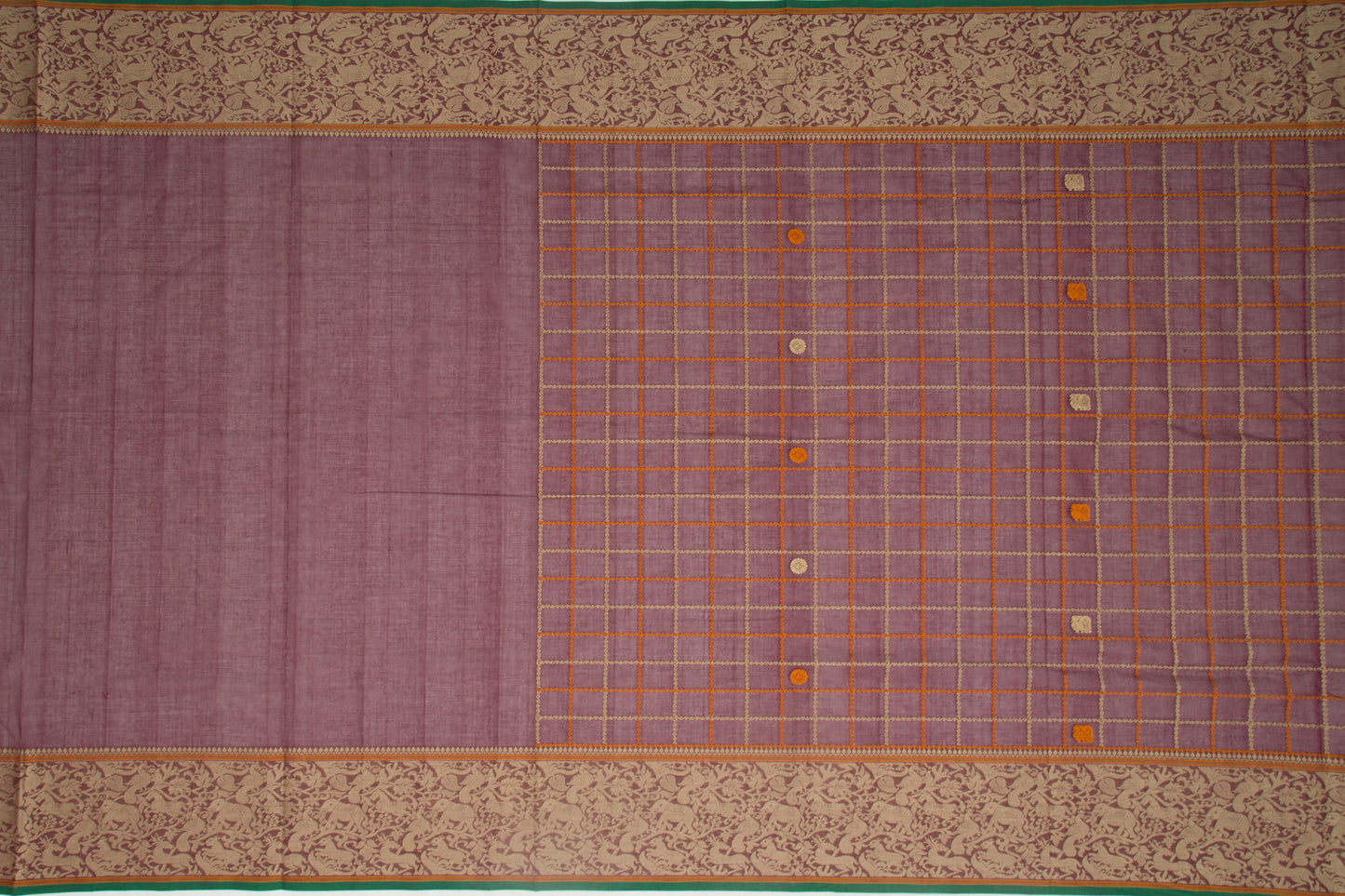 Kanchi Cotton Checks And Butta Maroon Saree