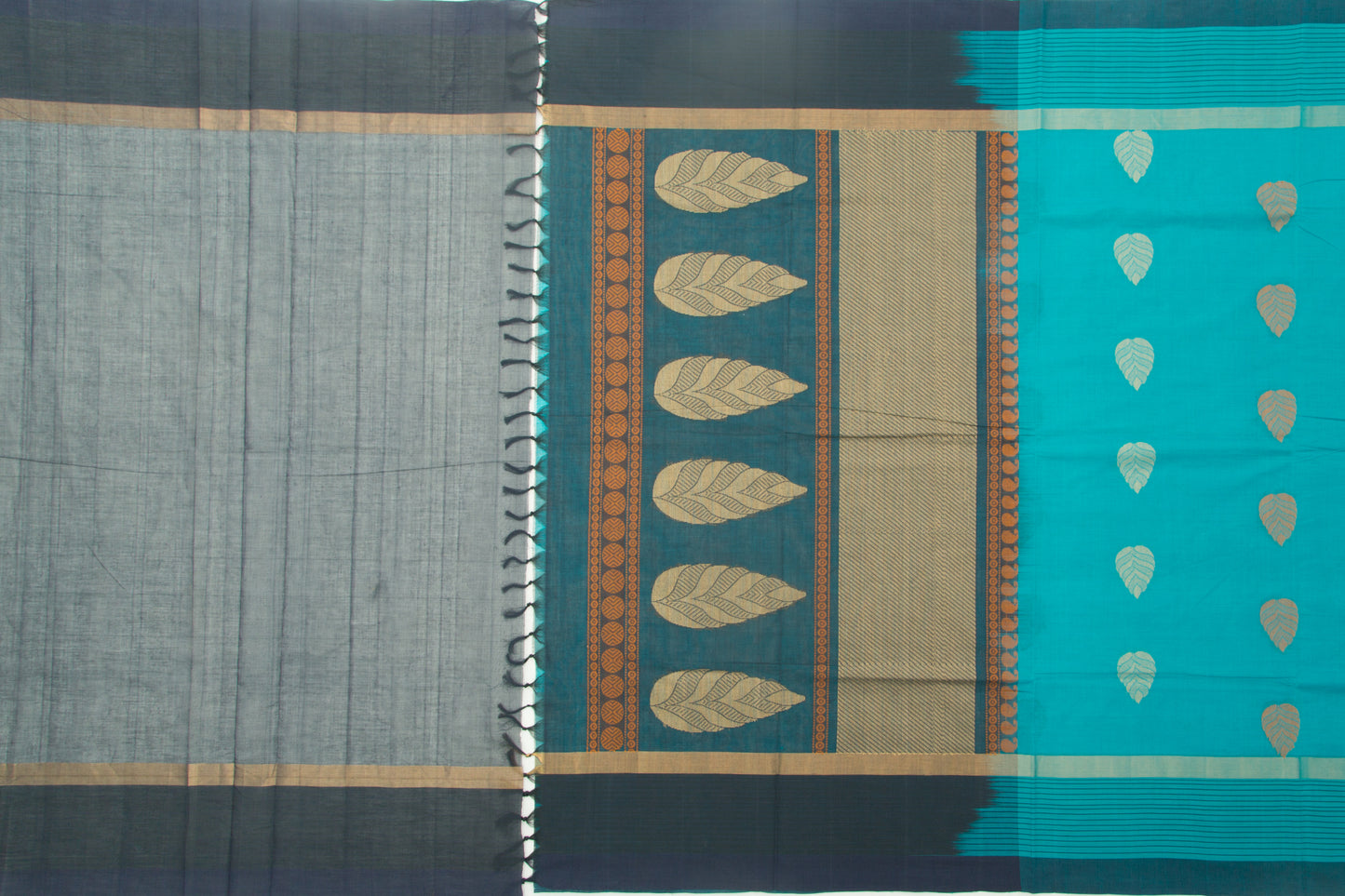 Kanchi Cotton Butta Blue Saree