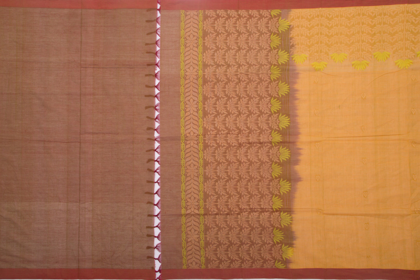 Kanchi Cotton Butta Mustard Yellow Saree