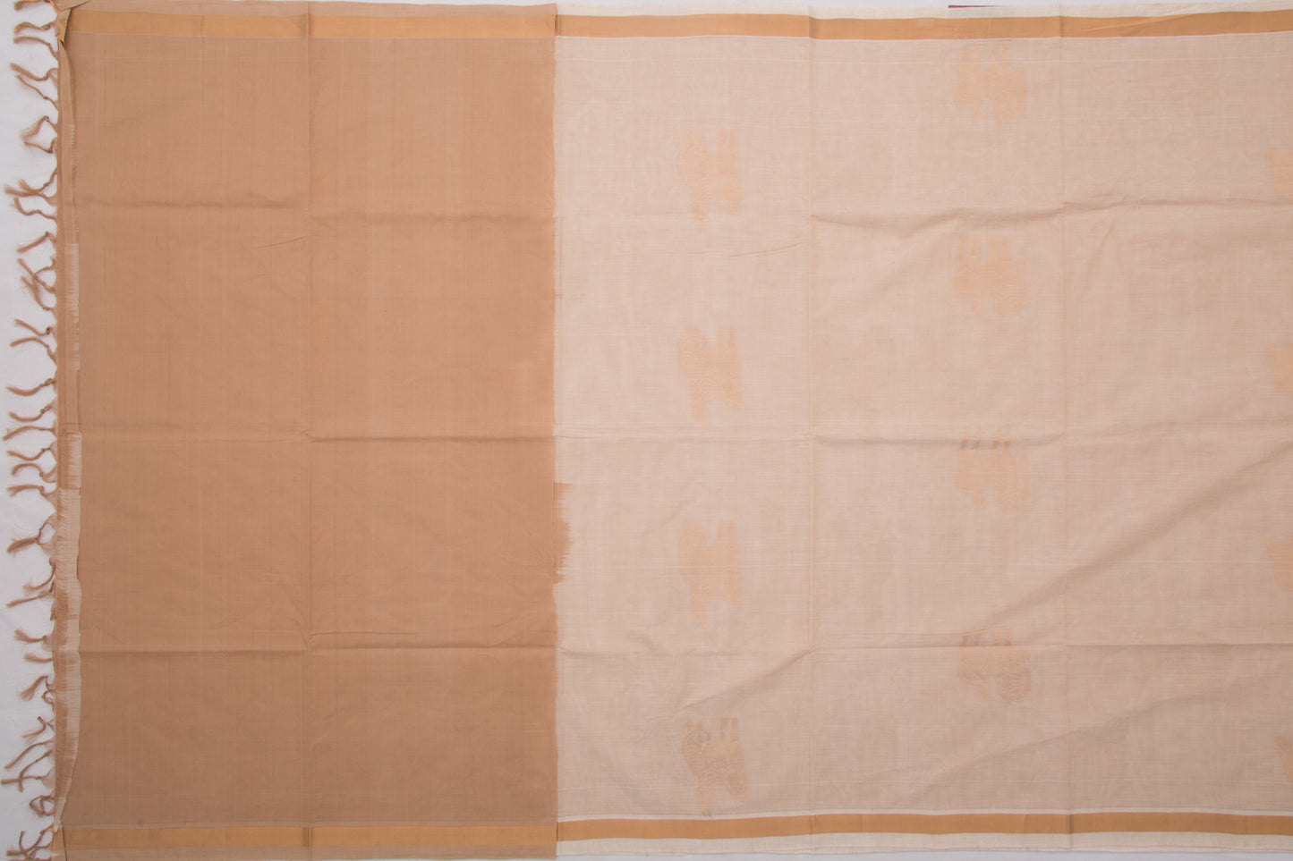 Kanchi Cotton Butta Cream Saree