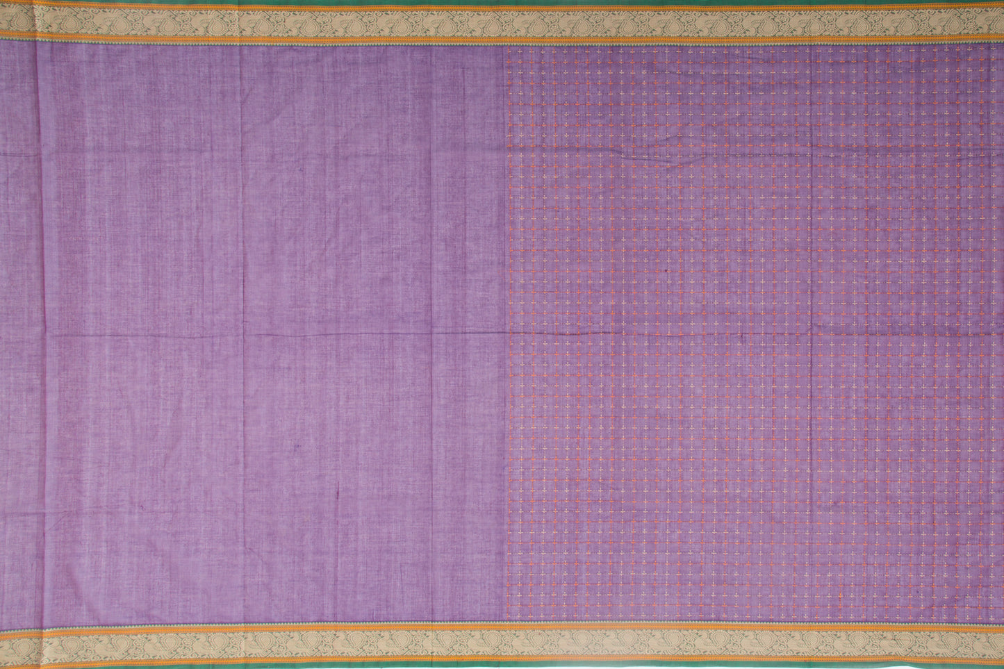 Kanchi Cotton Checks Purple Saree