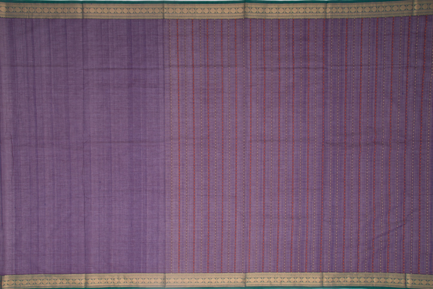 Kanchi Cotton Checks And Butta Purple Saree