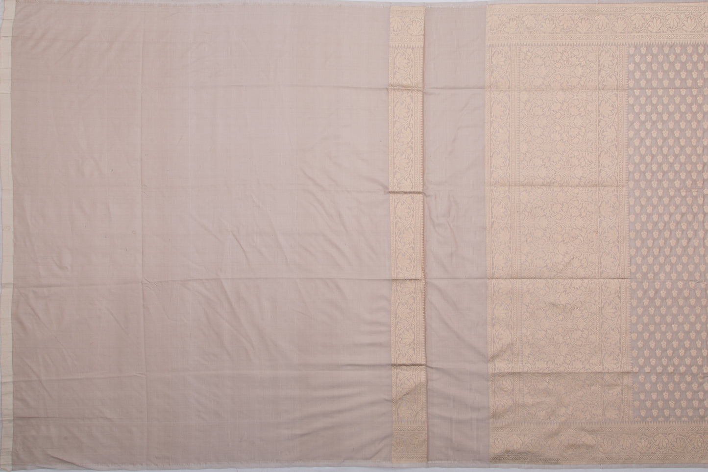 Banarasi Silk Brocade Dual Tone Cream And Grey Saree