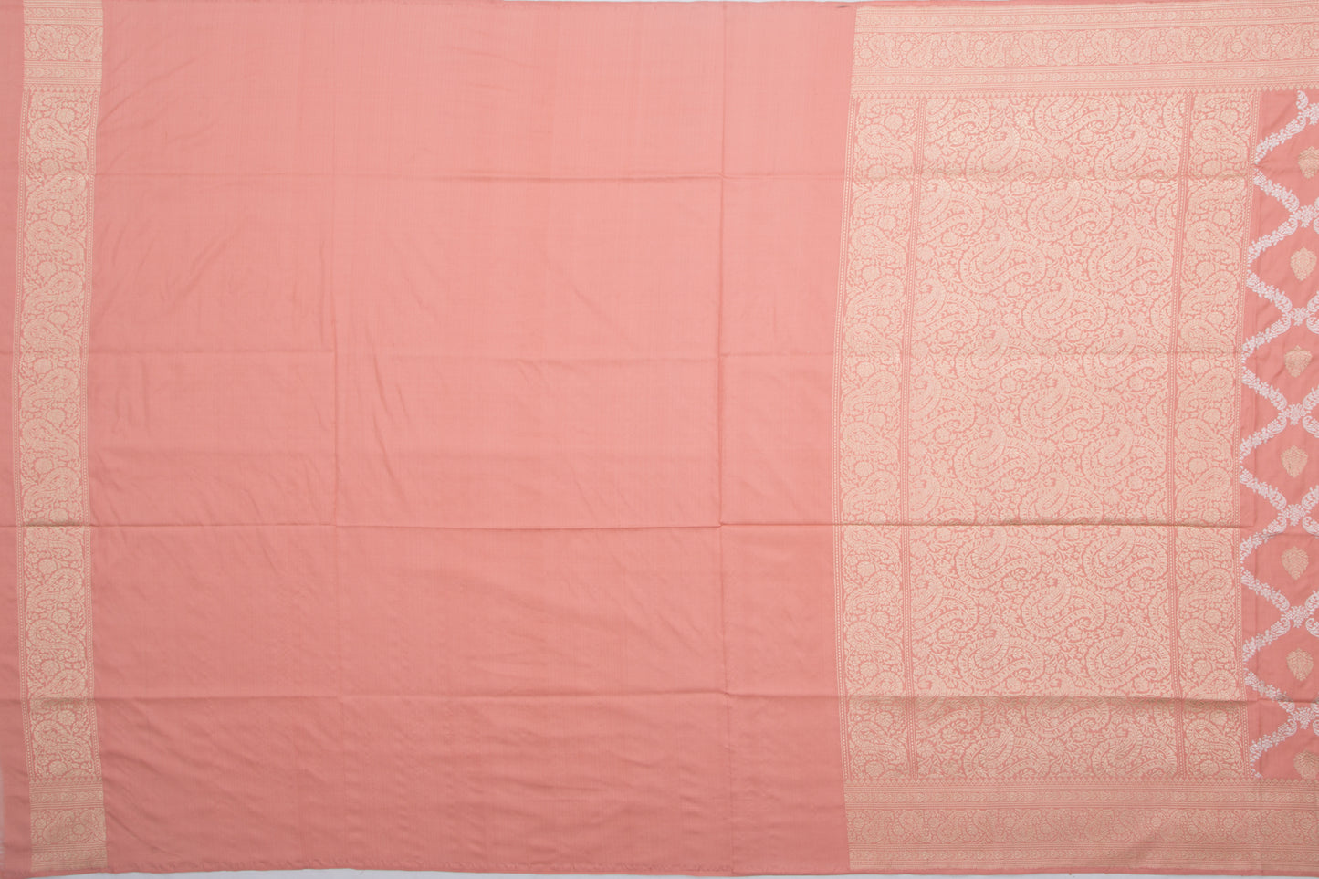 Banarasi Silk Kadwa Jaal And Butta Peach Saree