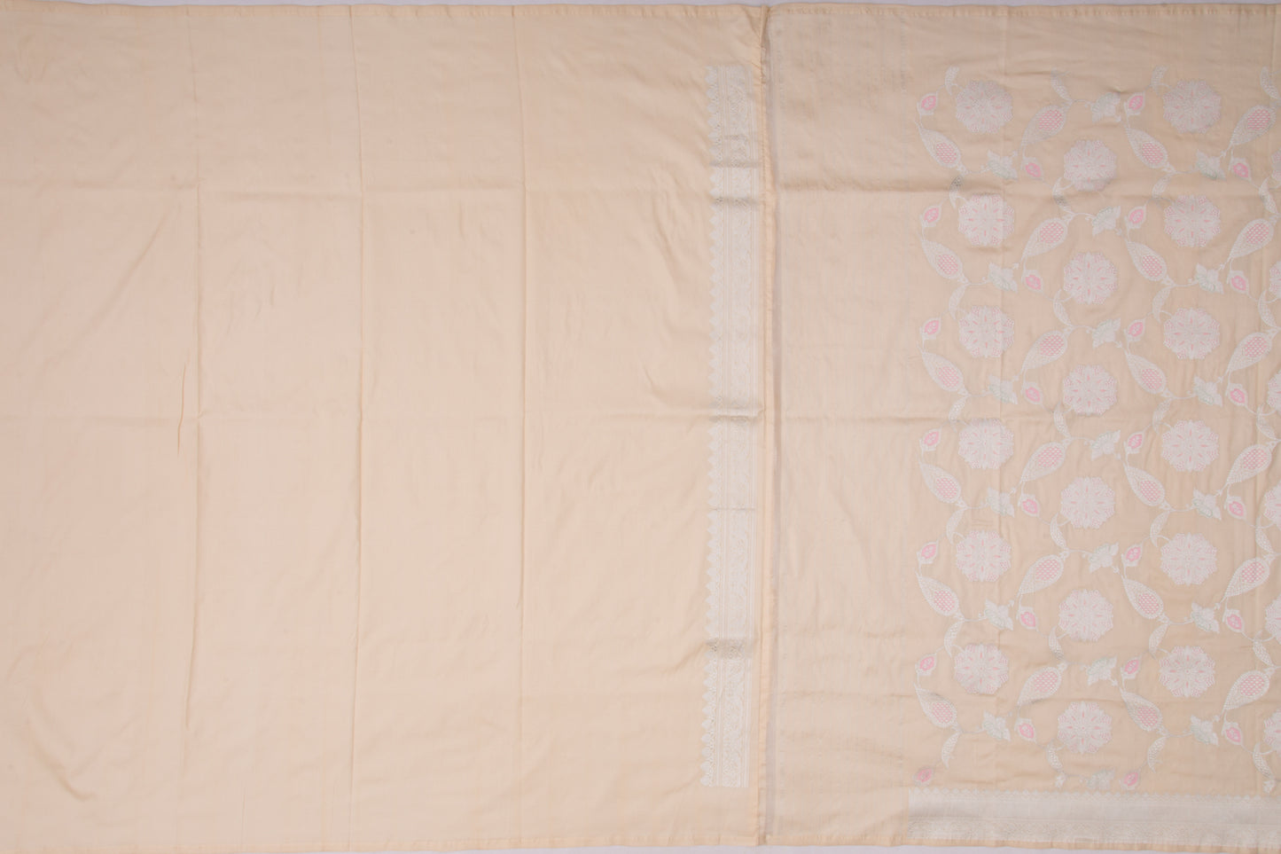 Banarasi Silk Jaal Cream Saree