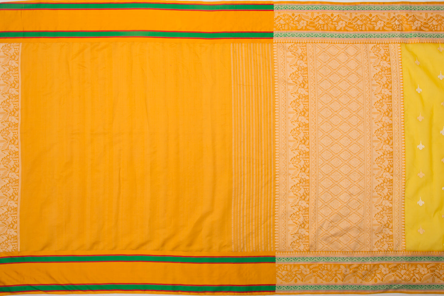Banarasi Kora Organza Kadwa Butta Yellow Saree