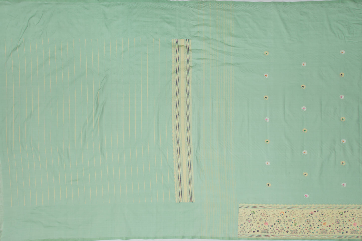 Banarasi Silk Kadwa Butta Pastel Green Saree