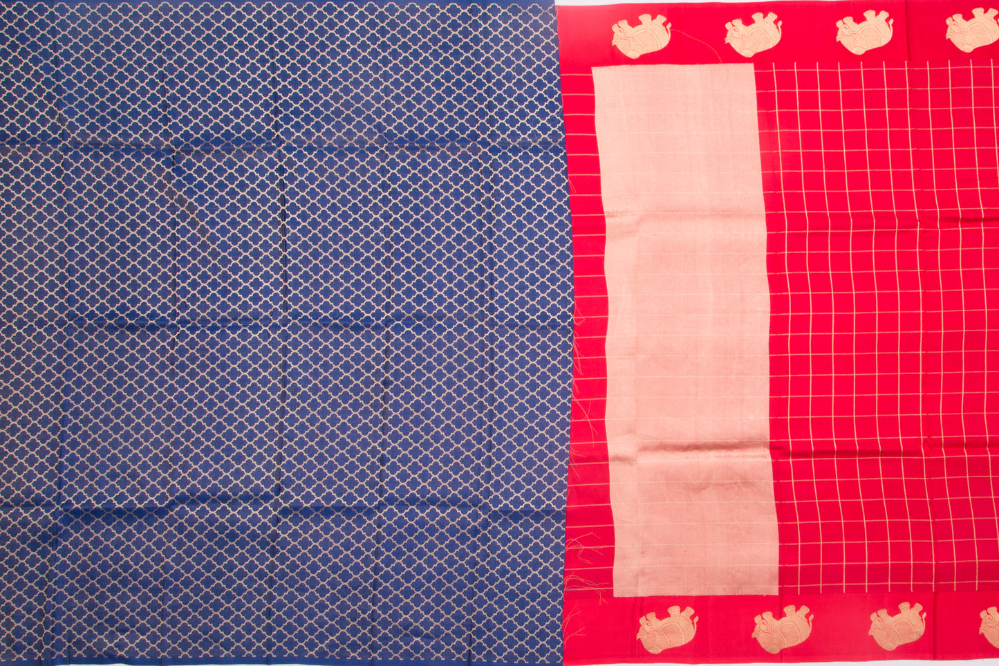 Banarasi Katan Silk Checks Red Saree