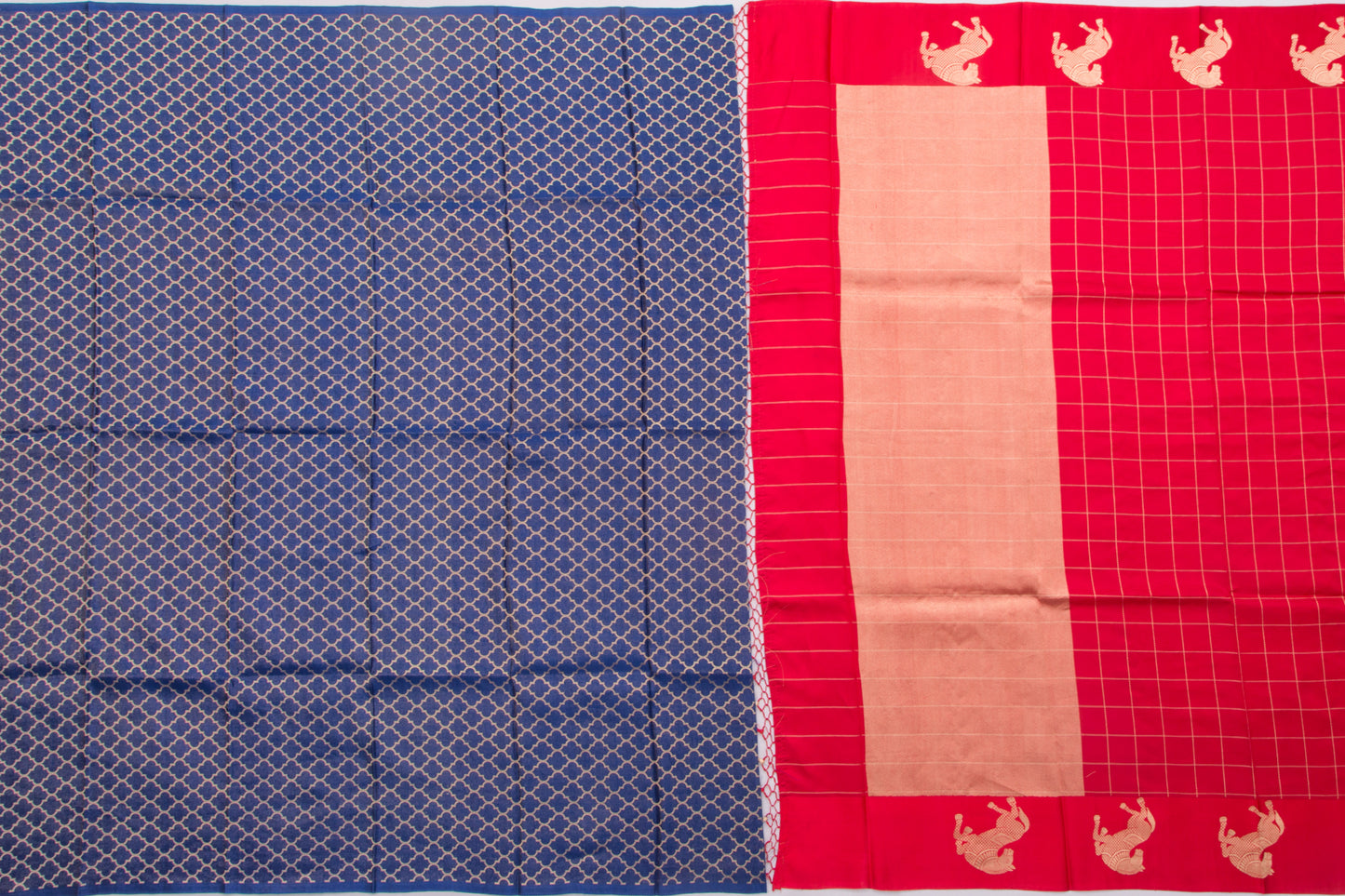 Banarasi Katan Silk Checks Red Saree