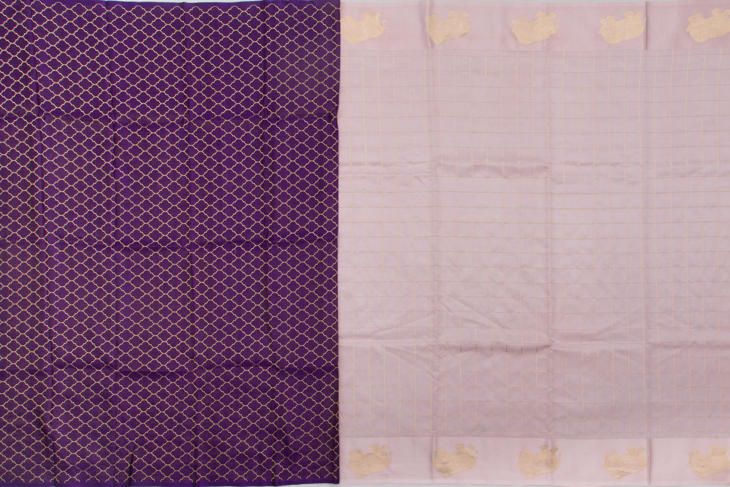 Banarasi Katan Silk Checks Lilac Saree