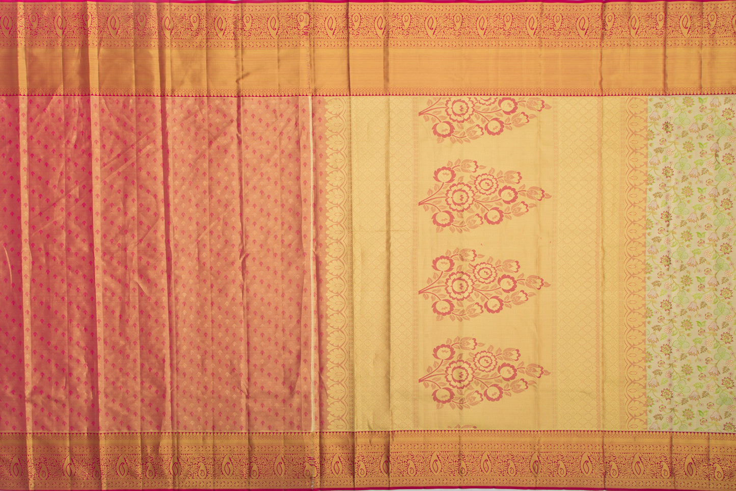 Taranga Kanchi Silk Tissue Brocade Gold Saree