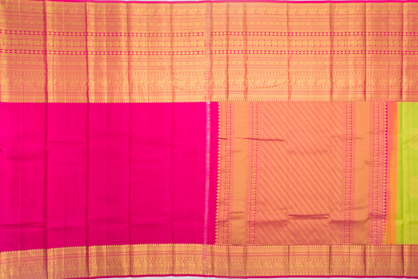 Taranga Kanchi Silk Checks And Butta Green Saree