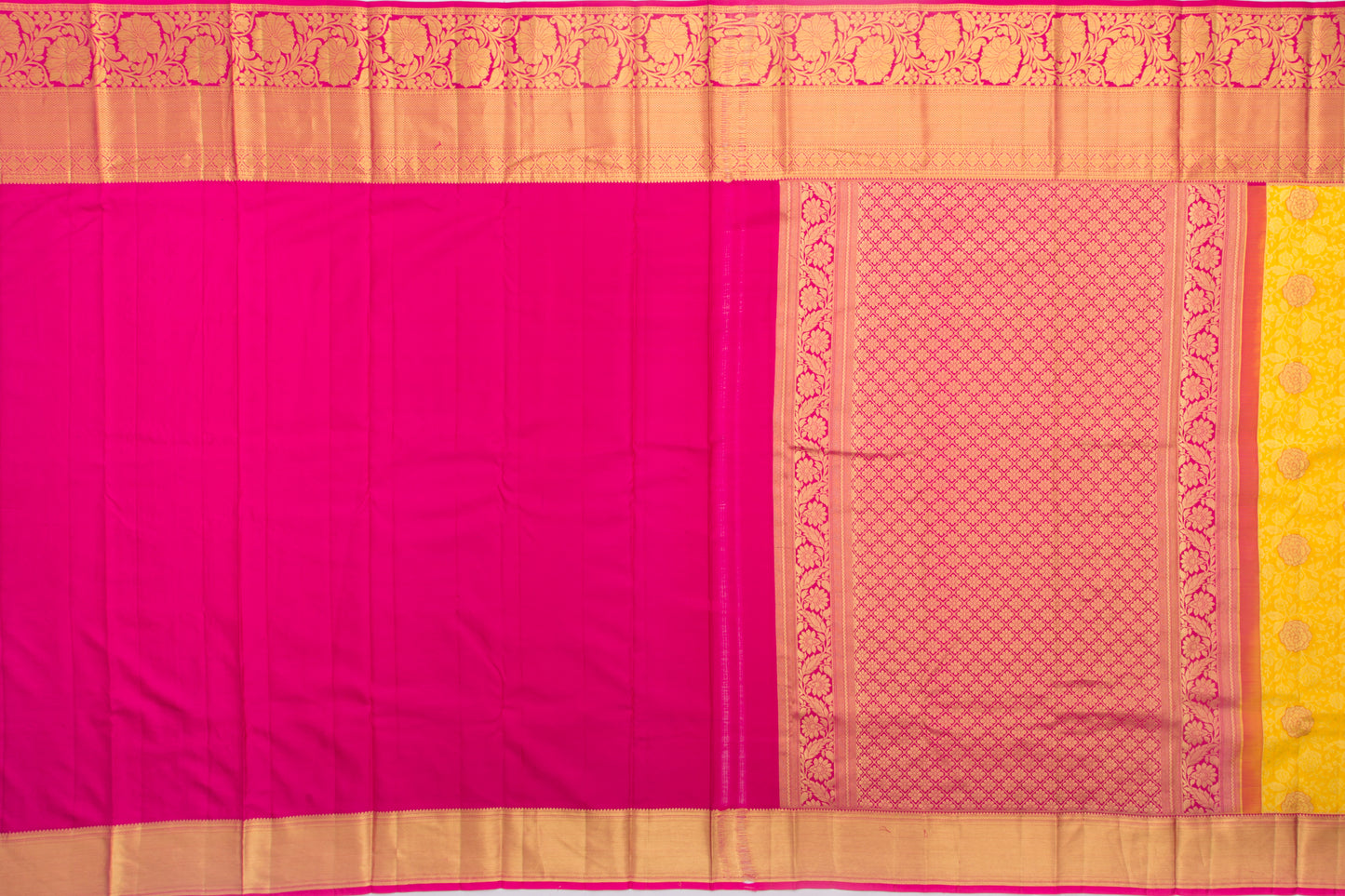 Taranga Kanchi Silk Jaal Yellow Saree