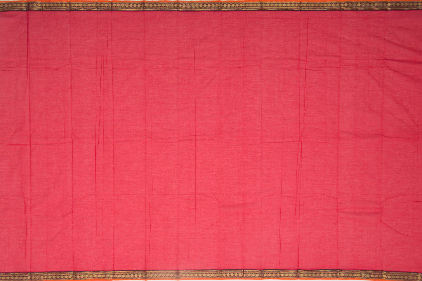 Kanchi Cotton Plain Red Saree
