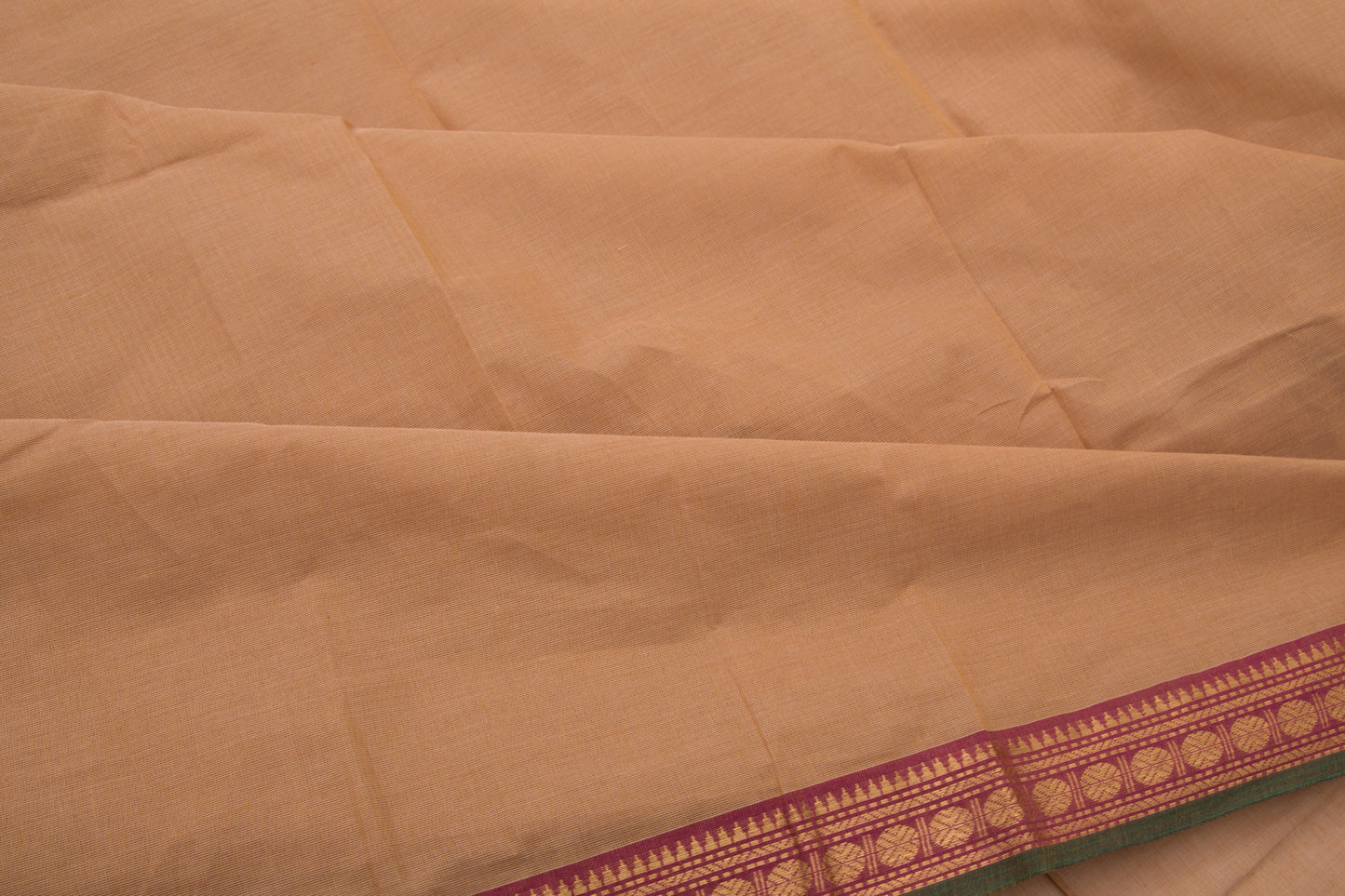 Kanchi Cotton Plain Biege Saree