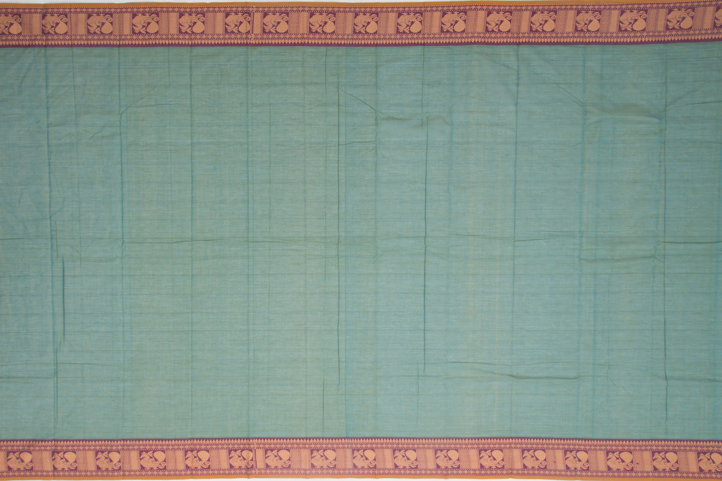 Kanchi Cotton Plain Green Saree