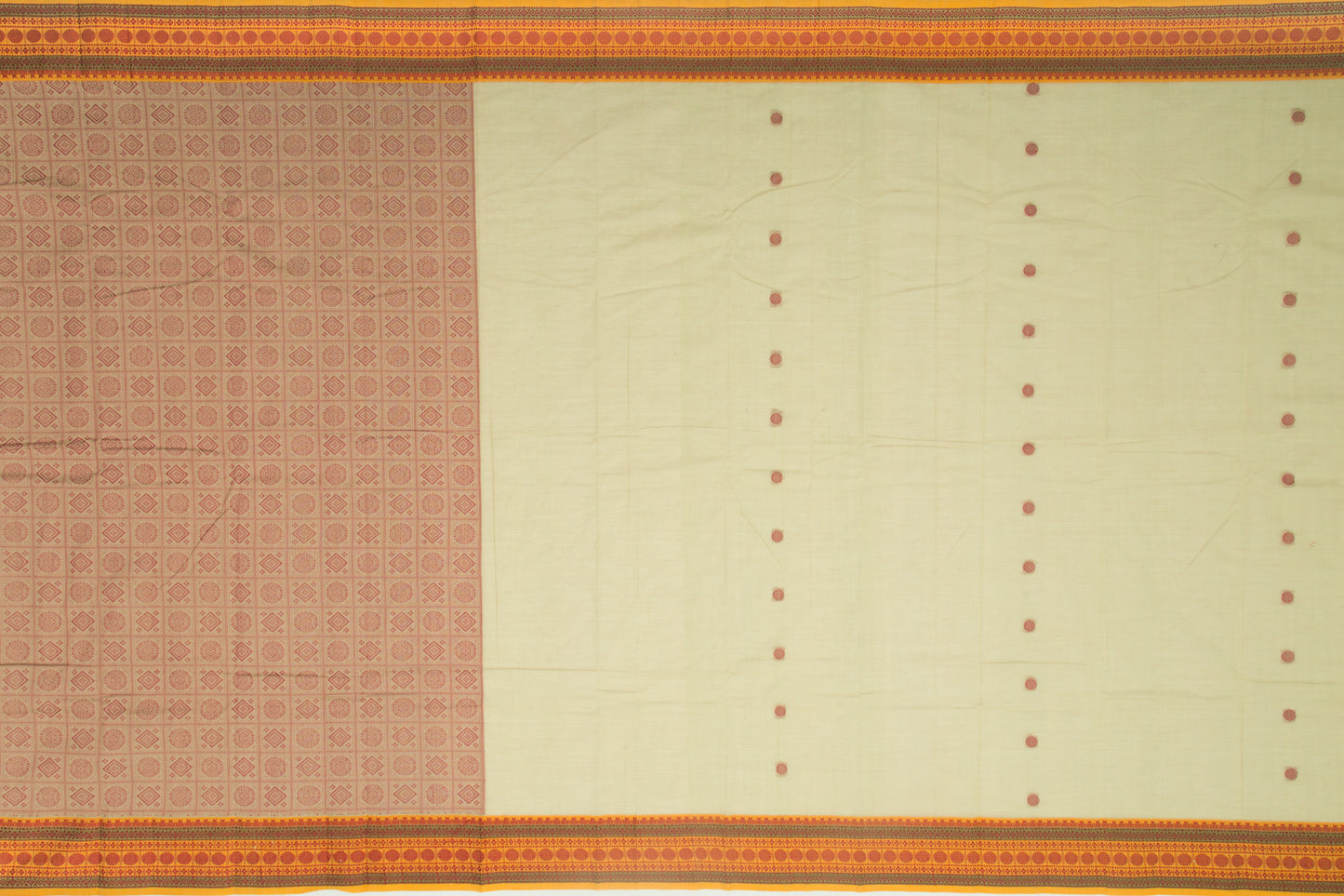 Kanchi Cotton Butta Mehandi Green Saree