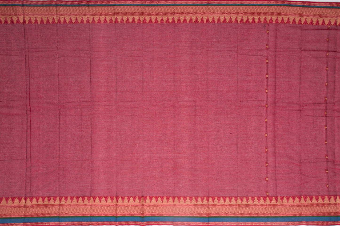 Kanchi Cotton Butta Maroon Saree