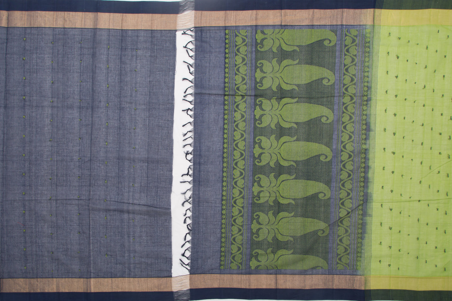 Kanchi Cotton Butta Green Saree