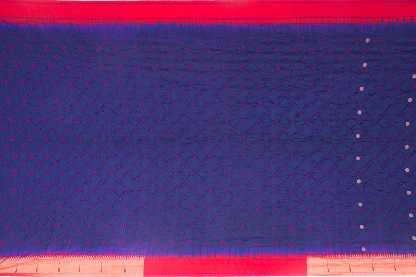 Paithani Silk Bandhani Butta Blue Saree With Single Muniya Border