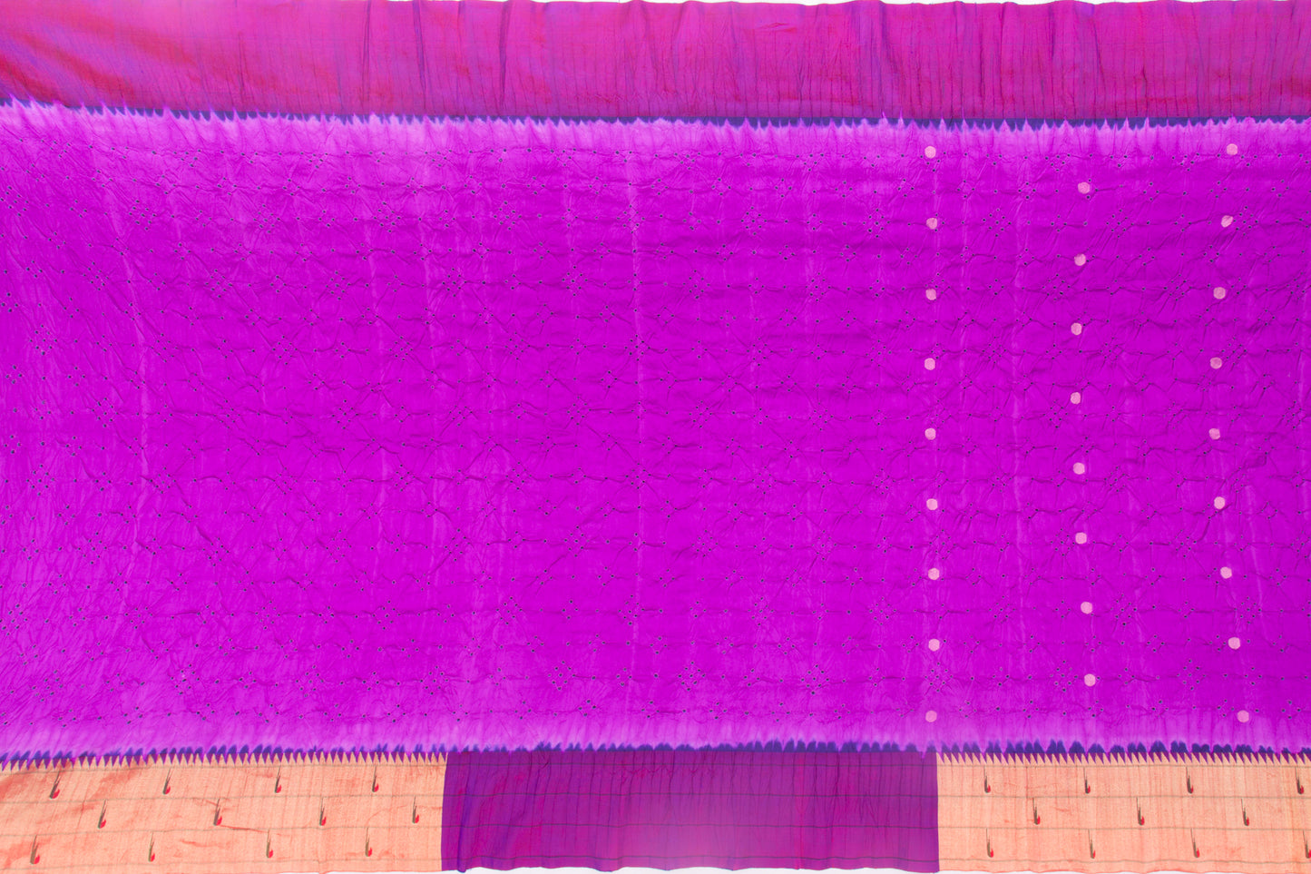 Paithani Silk Bandhani Butta Purple Saree With Triple Muniya Border