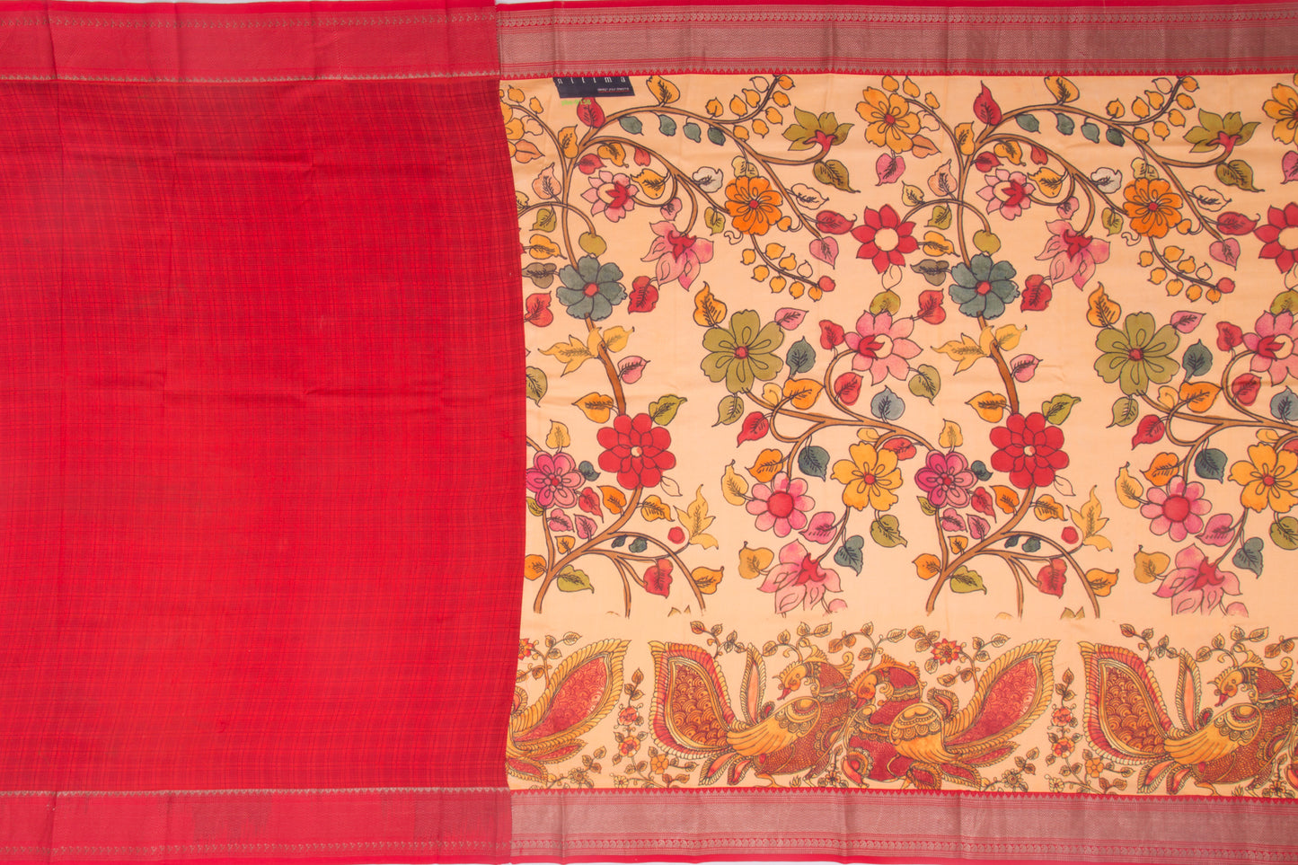 Kanchipuram Silk Floral Printed Pastel Yellow Saree