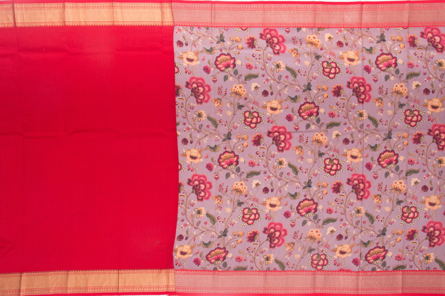 Taranga Kanchi Silk Floral Printed Lilac Saree
