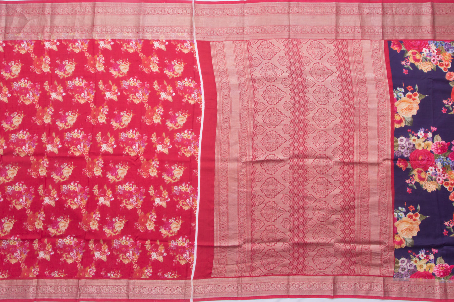 Kanchipuram Silk Floral Printed Purple Saree
