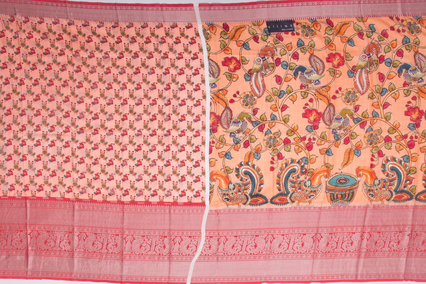 Kanchipuram Silk Floral Printed Orange Saree