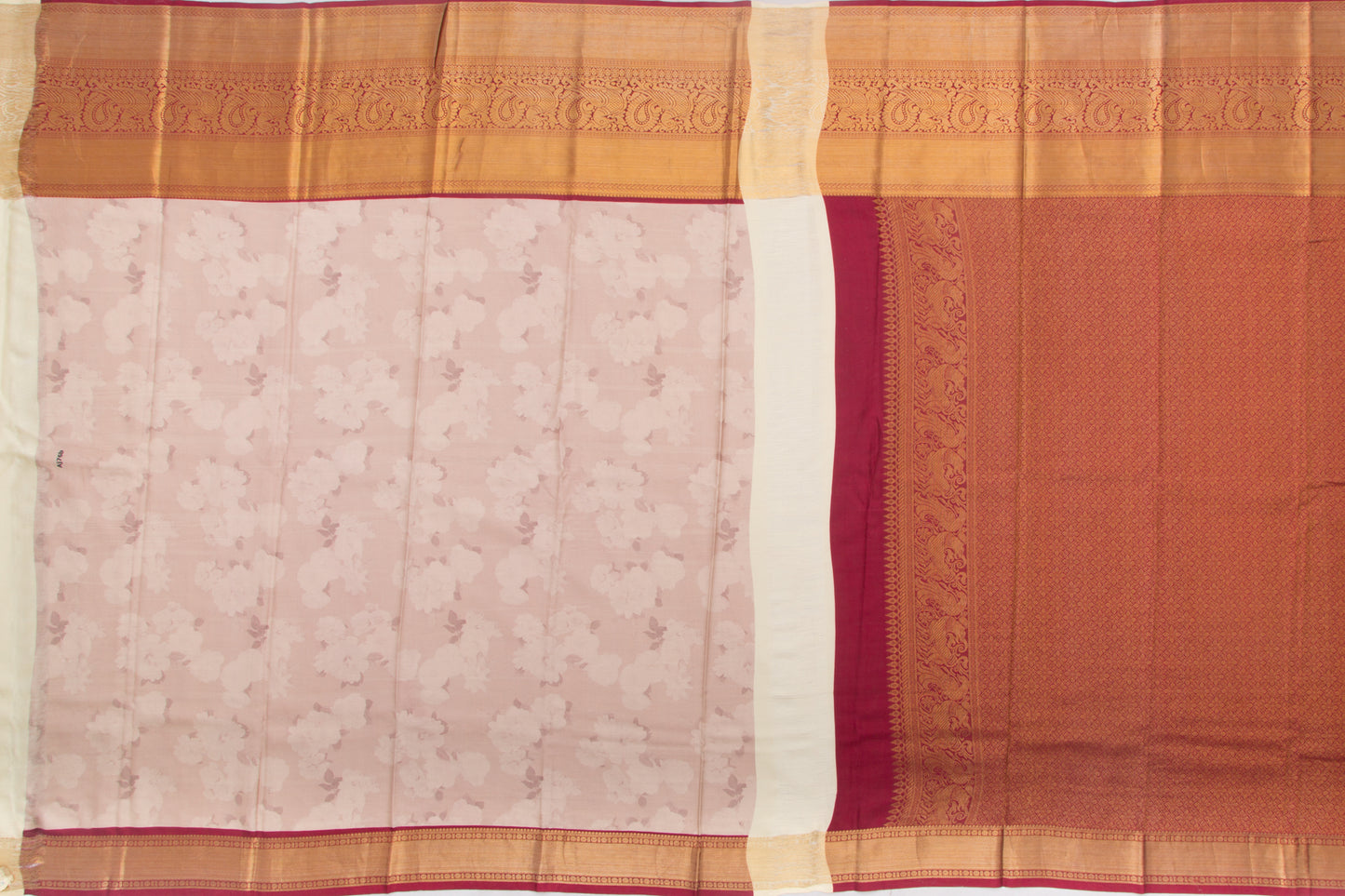 Kanchipuram Silk Printed Cream Saree