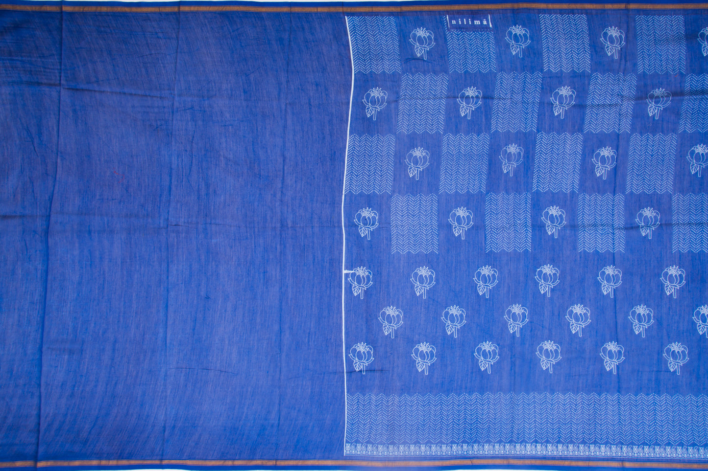 Chanderi Cotton Batik Printed Blue Saree
