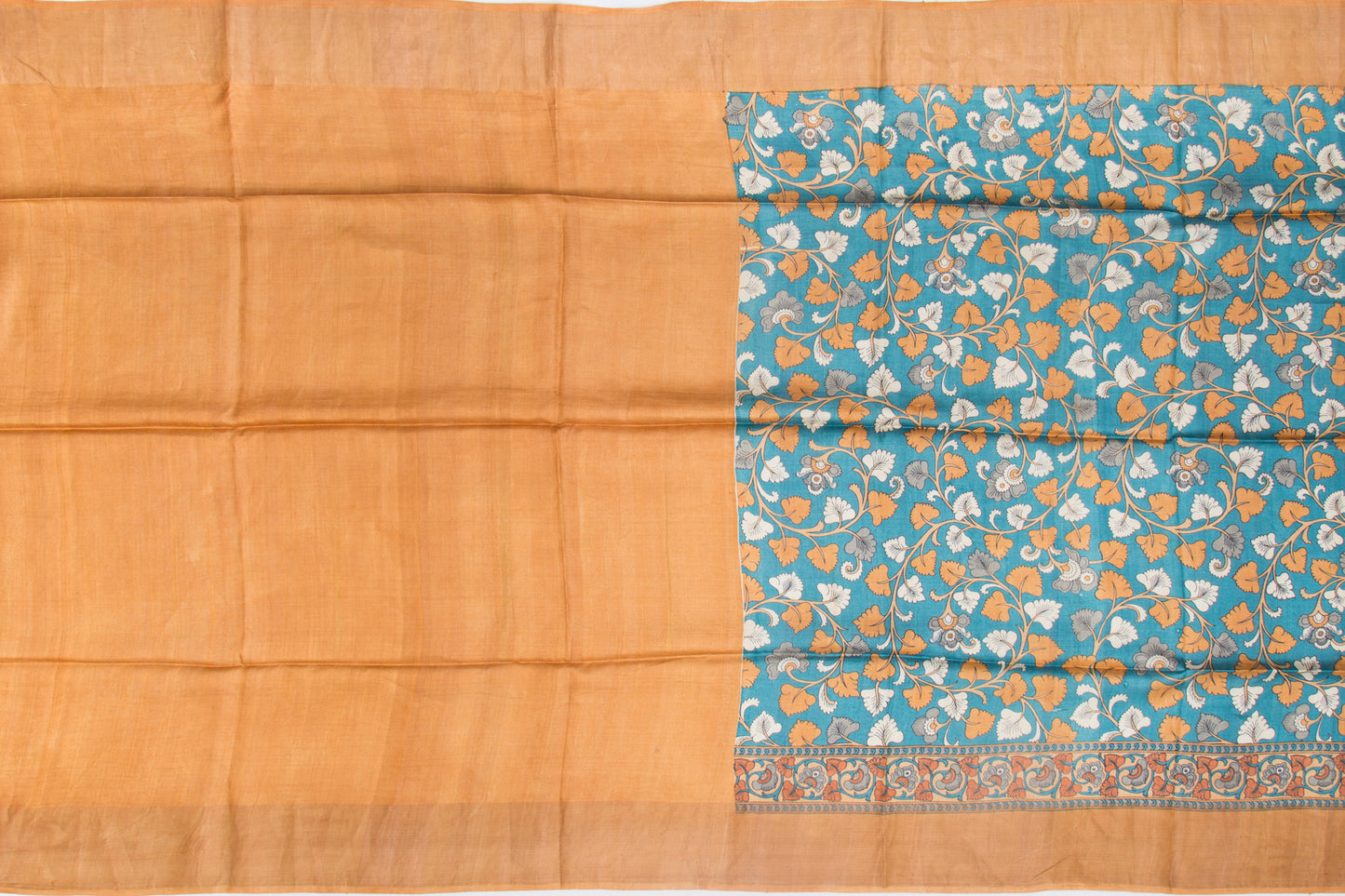 Soft Tussar Floral Printed Blue Saree