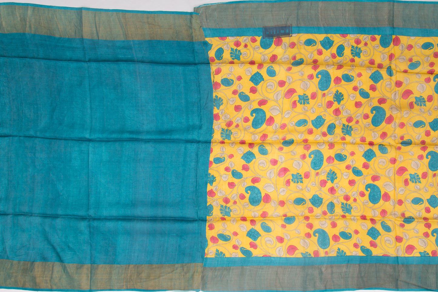 Soft Tussar Floral Printed Yellow Saree