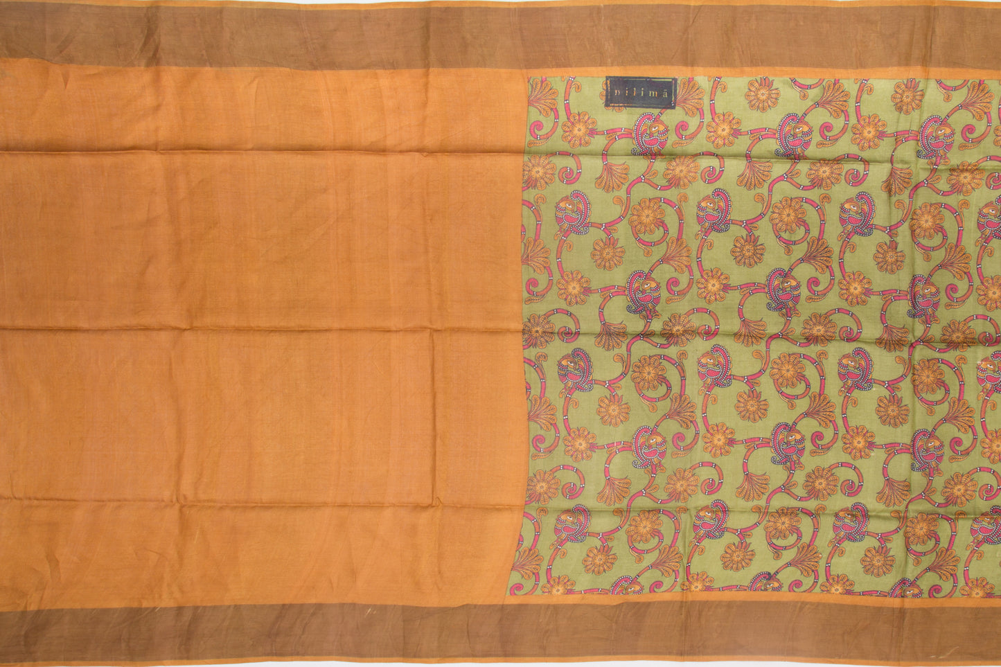 Tussar Floral Printed Green Saree