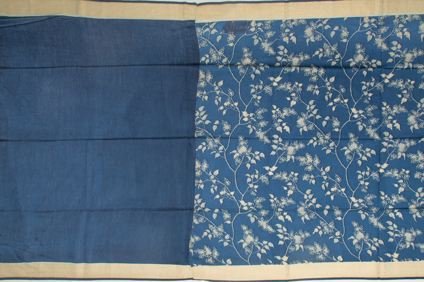 Soft Tussar Floral Printed Dark Blue Saree