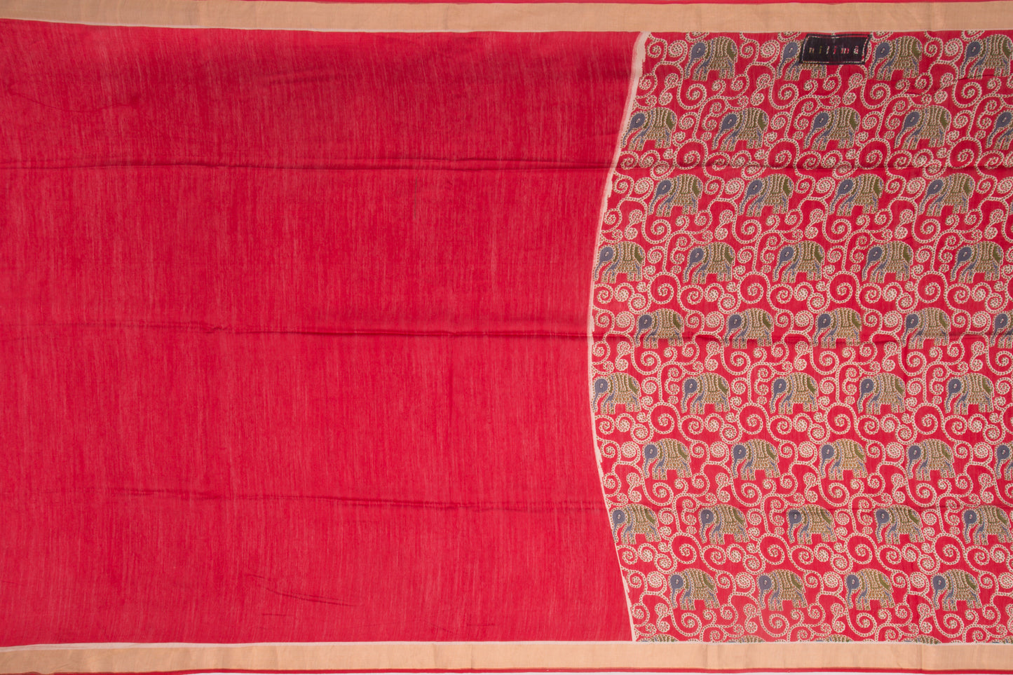 Soft Tussar Printed Red Saree