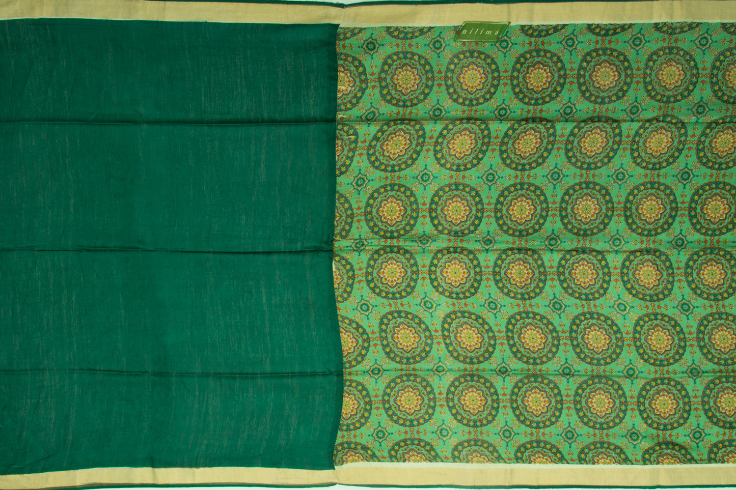 Soft Tussar Floral Printed Green Saree