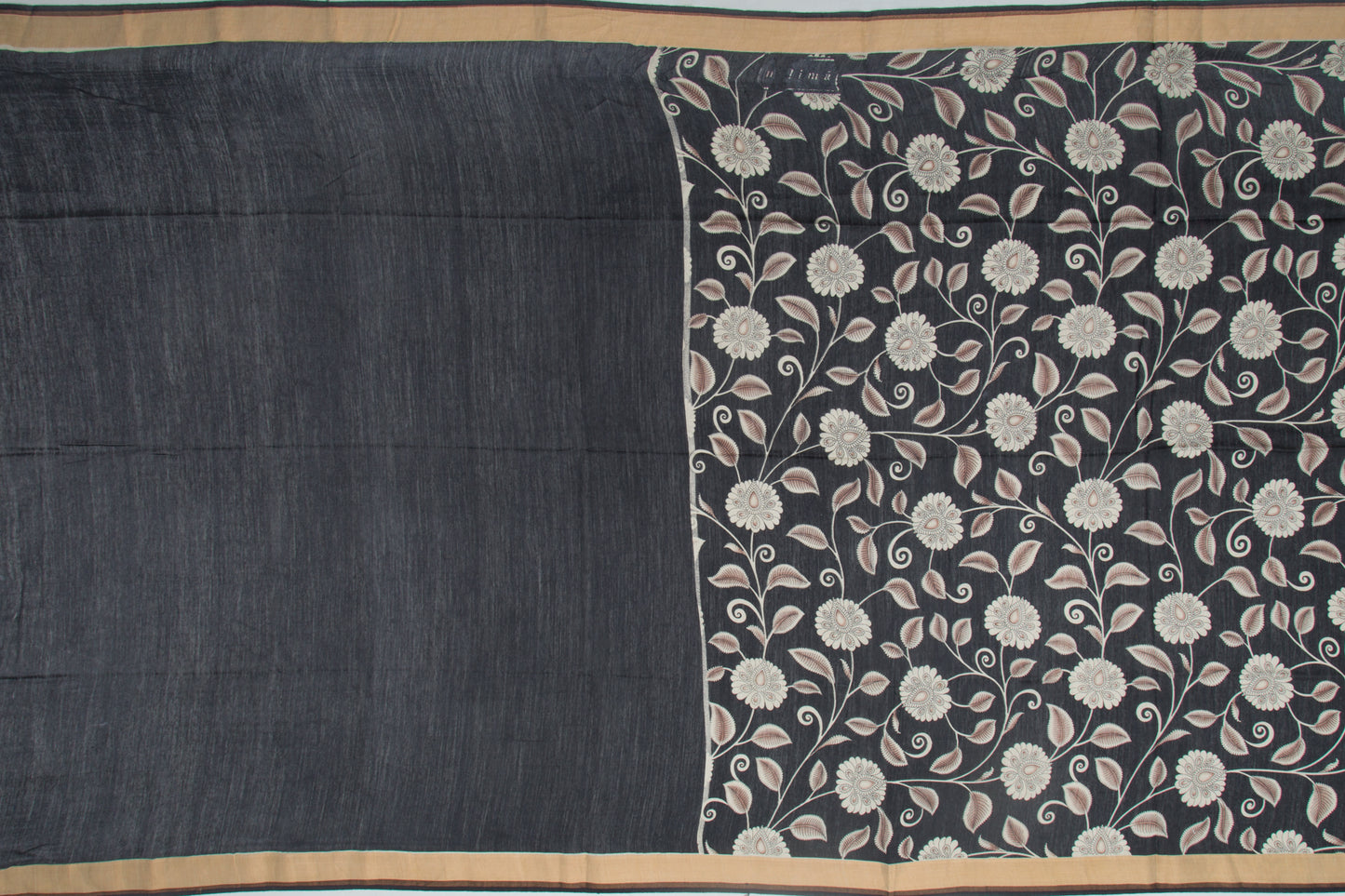 Soft Tussar Floral Printed Black Saree