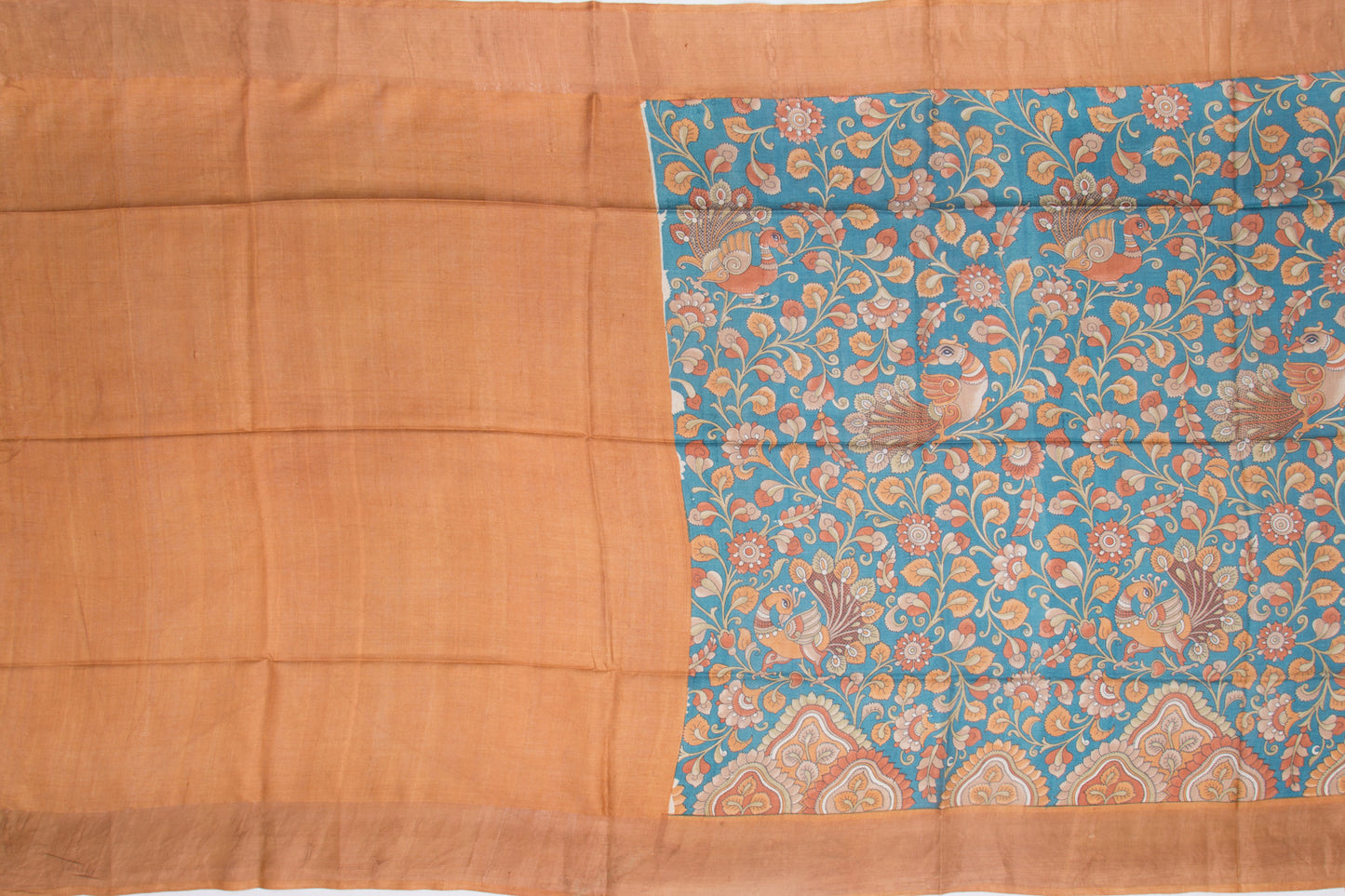 Soft Tussar Floral Printed Blue Saree