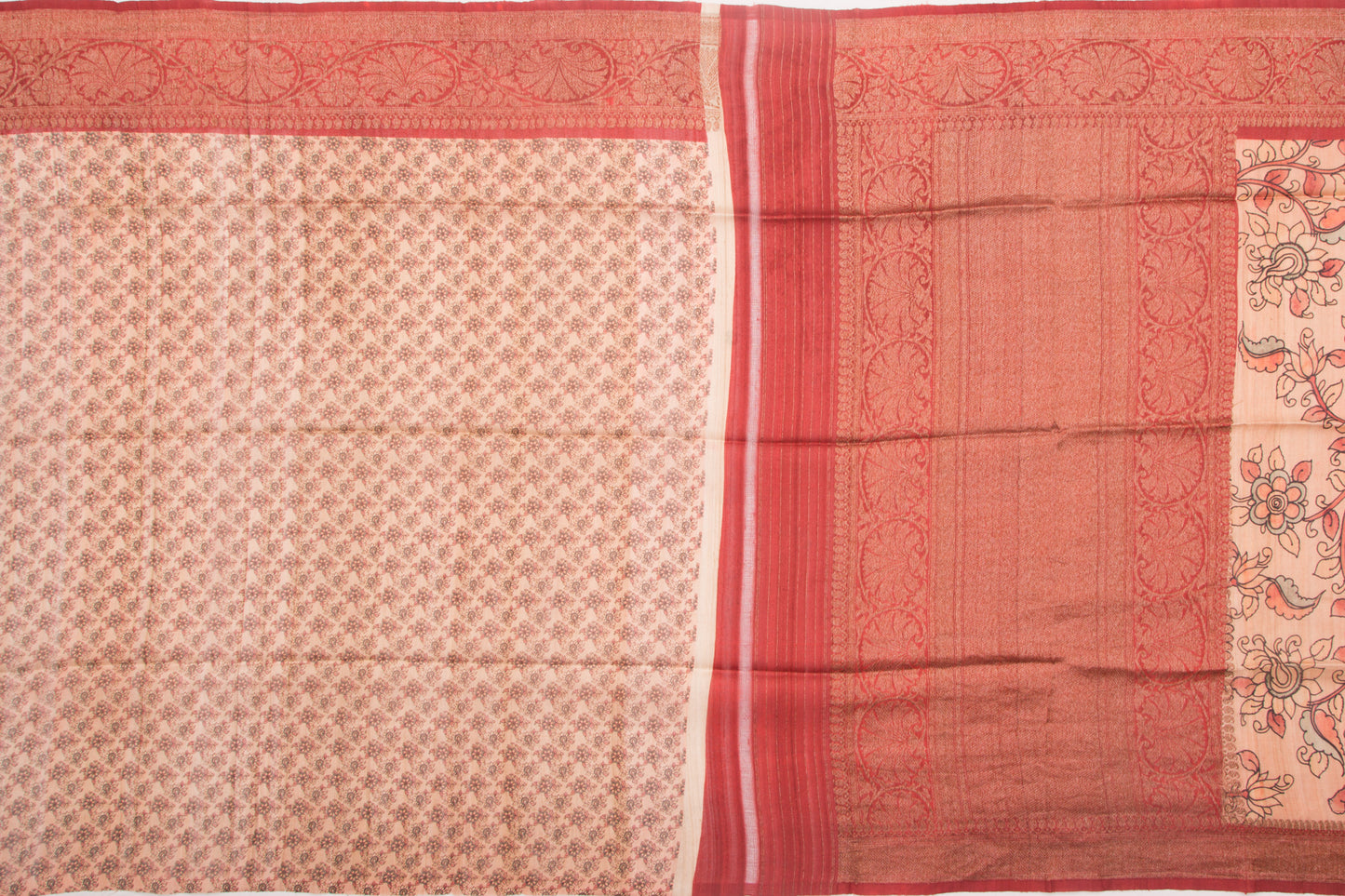 Tussar Floral Printed Peach Saree