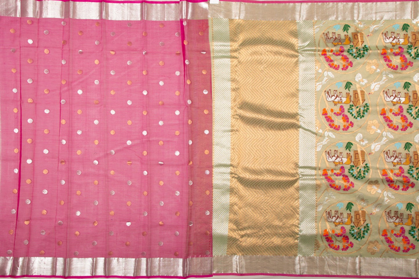 Kota Silk Tissue Jamdani Green Saree