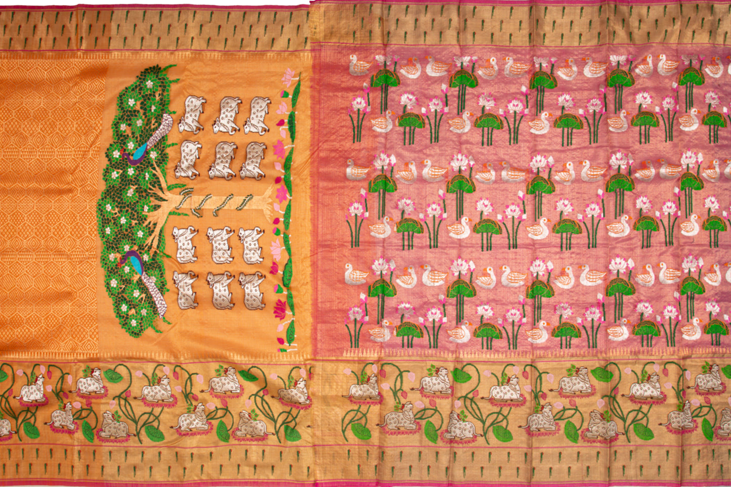 Kota Silk Brocade Orange Saree