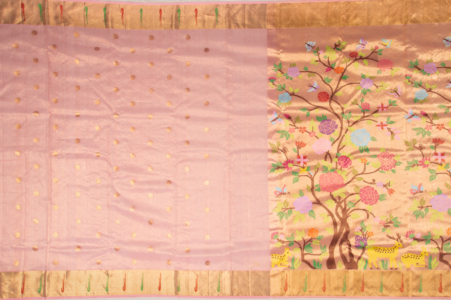 Kota Silk Tissue Jamdani Pink Saree