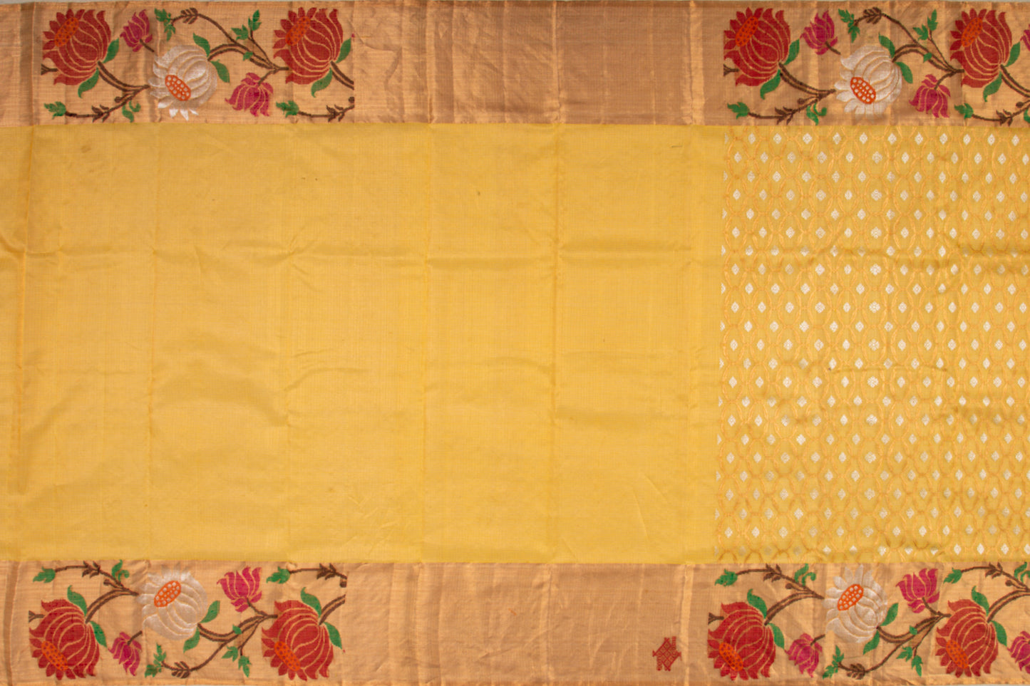 Kota Silk Jamdani Yellow Saree